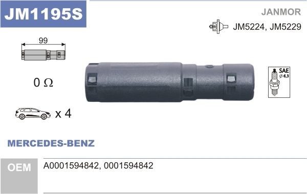 JANMOR Plugg, coil JM1195S JM1195S JANMOR Plugg, tennplugg Mercedes-Benz billige