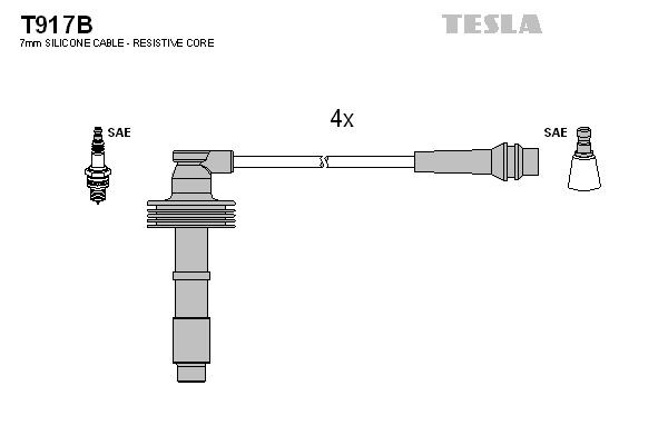 TESLA Bougiekabels T917B T917B Bougiekabelset VOLVO 440 K TESLA