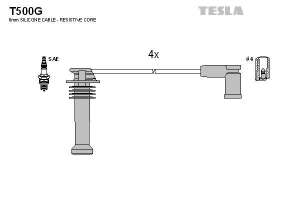 TESLA Bougiekabels T500G Bobine, kabel TESLA 440 K T500G goedkoop