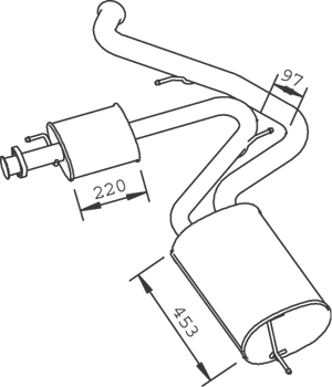 DINEX Midtre / bakre lydpotte 33353 Bakre lyddemper DINEX Peugeot 2008 33353