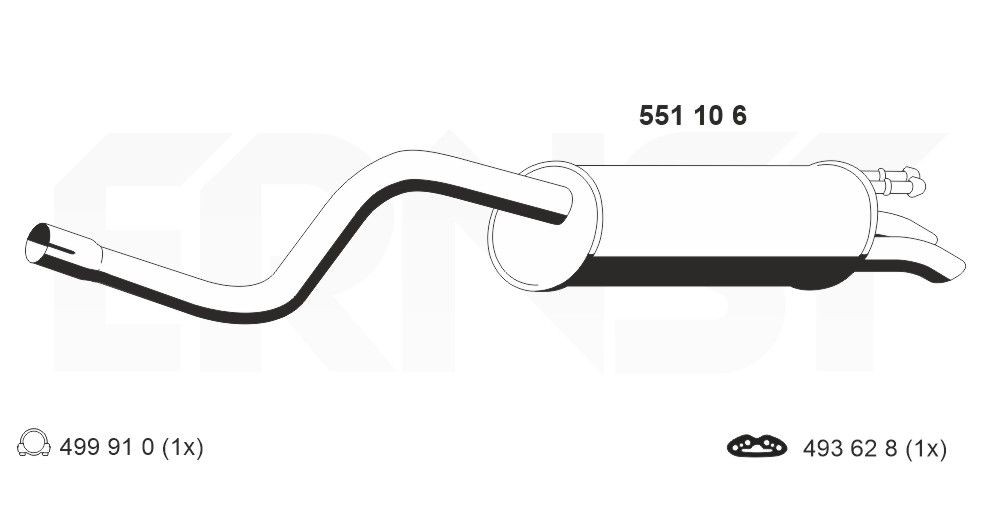 ERNST Panela de escape traseira 551106 ERNST 551106 Panela de escape traseira Lancia Musa 350 preço