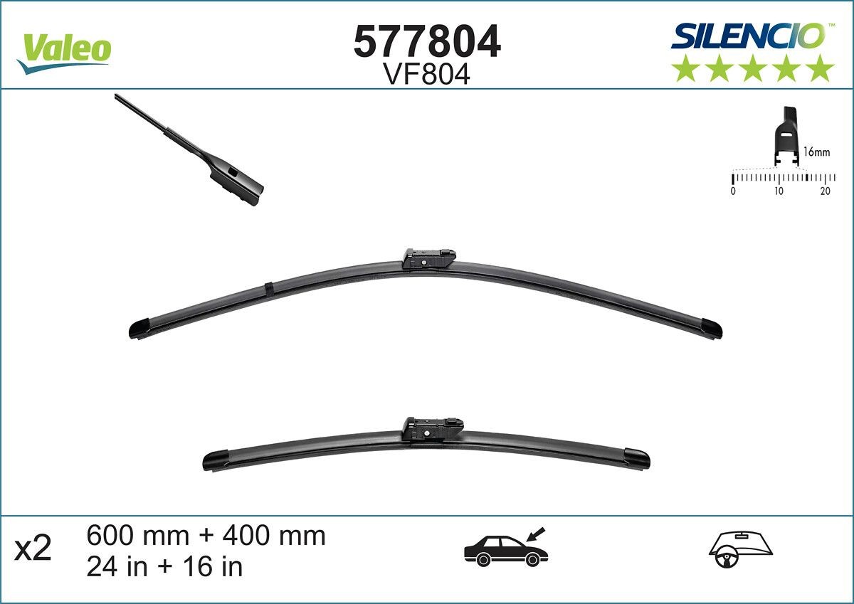 VALEO Ruitenwisser 577804 VALEO 577804 Ruitenwissers ISUZU D-MAX III Pick-up (RG01) aan een voordelige prijs