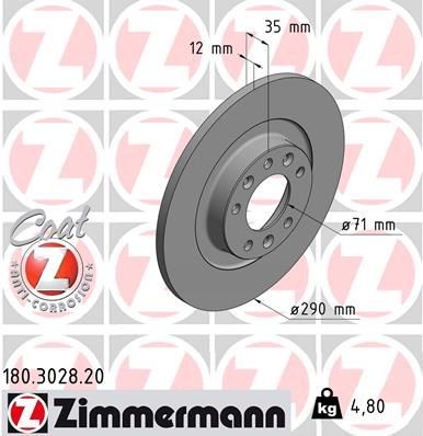 ZIMMERMANN Bremžu diski 180.3028.20 Bremžu disks ZIMMERMANN 505 180.3028.20 lēti