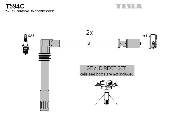 TESLA Σετ καλωδίων υψηλής τάσης T594C Μπουζοκαλώδια TESLA Audi Q5 T594C