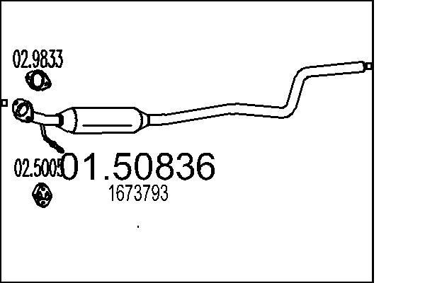 MTS Uitlaat middendemper 01.50836 01.50836 Tussendemper FORD MAVERICK MTS
