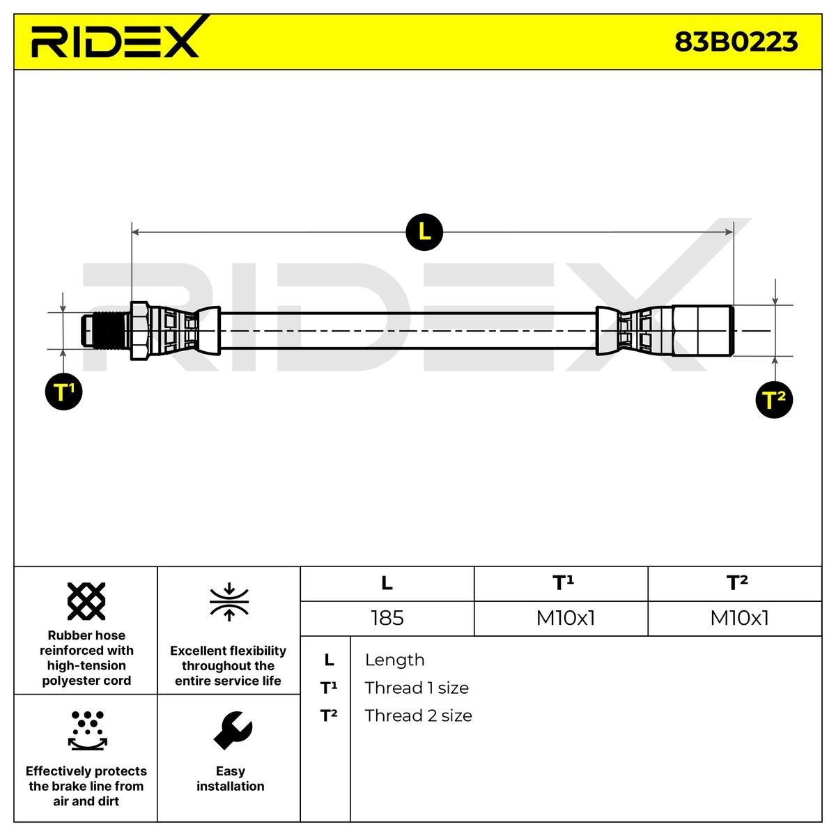 RIDEX Tubo flexível de travão 83B0223 83B0223 Mangueira de freio AUDI Q7 RIDEX