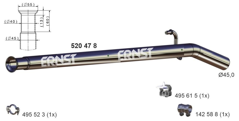 ERNST Σωλήνας εξάτμισης 520478 Εξατμισεισ ERNST TWINGO 520478 φθηνά