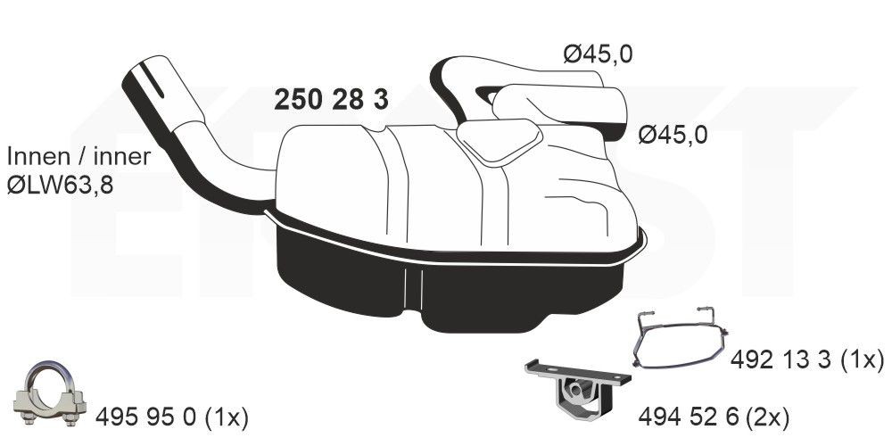 Endschalldämpfer ERNST 250283 MINI COUNTRYMAN 2015 Schalldämpfer ERNST 250283