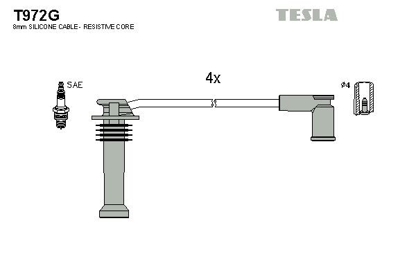 Süütesüsteemikomplekt TESLA T972G TESLA T972G: Süütejuhtmed Ford MONDEO 2009