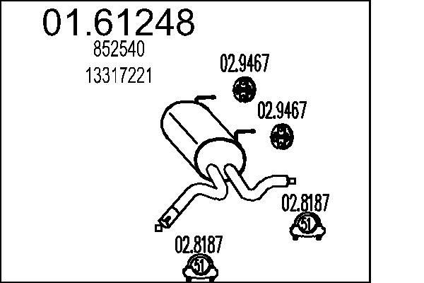 Bagpotte MTS 01.61248 MTS 01.61248 Bagpotte CHEVROLET CRUZE 2001