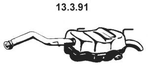 EBERSPÄCHER Bakre eksospotte 13.3.91 13.3.91 Bakpotte PEUGEOT 301 EBERSPÄCHER