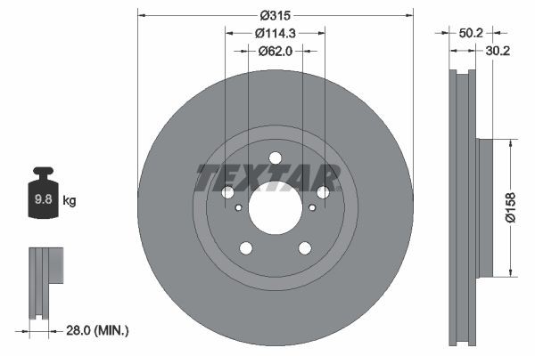 TEXTAR Disque de frein 92185603 TEXTAR 92185603 d'origine Disques de frein Lexus LS UCF30 coût