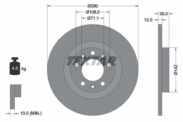 TEXTAR Bromsskiva 92267303 92267303 TEXTAR bromsskivor sport PEUGEOT 3008
