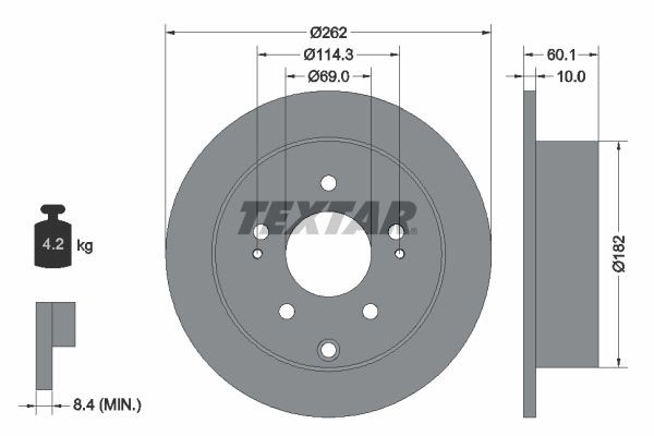 TEXTAR Brzdový kotouč 92269403 Športové brzdové kotúče MITSUBISHI TEXTAR PRO 92269403