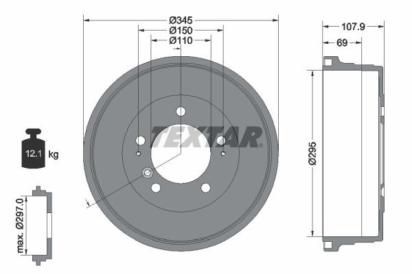 TEXTAR Piduritrummel 94040000 94040000 Piduritrummel TEXTAR TOYOTA VERSO