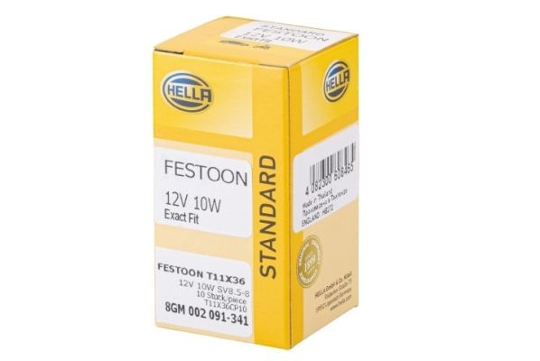 HELLA Ampoule, feu éclaireur de plaque 8GM 002 091-341 8GM 002 091-341 Ampoule feu eclaireur de plaque HELLA FIAT 124