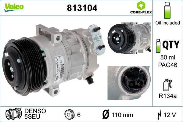VALEO Κομπρεσέρ air condition 813104 813104 Κομπρεσέρ FIAT BRAVO VALEO