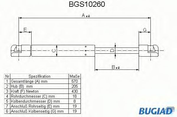 BUGIAD Kaasujousi, tavaratila BGS10260 Opel Calibra A Coupe takaluukun kaasujousi BUGIAD BGS10260