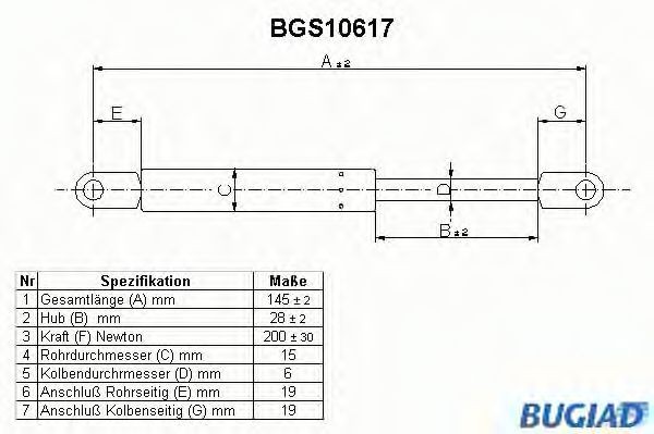 BUGIAD Gāzes atspere, Sēdekļu regulēšana BGS10617 BGS10617 Sēdekļa regulēšana BMW X6 BUGIAD