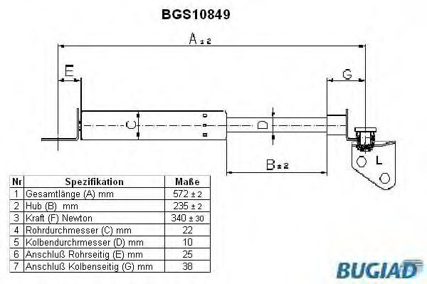 BUGIAD Ammortizatore pneumatico, Cofano bagagli / vano carico BGS10849 BUGIAD BGS10849 Pistoni portellone Daihatsu Charade G200 prezzo