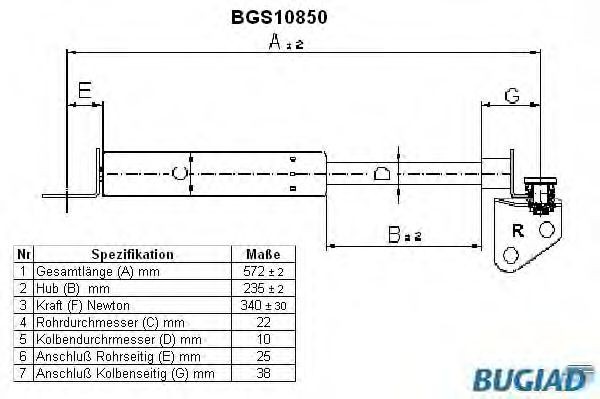 BUGIAD Gasveer achterklep BGS10850 BUGIAD BGS10850 Achterklep veren Rocky SUV (F7, F8) prijs