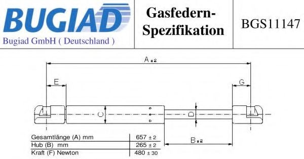 BUGIAD Gasveer achterklep BGS11147 Ford PUMA Gasveer kofferruimte BUGIAD BGS11147