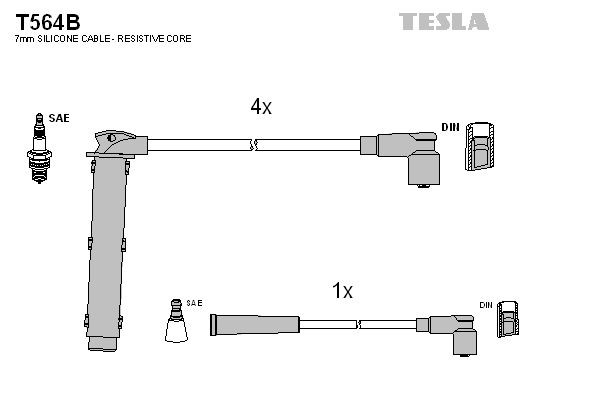 Tändkabelsats TESLA T564B TESLA T564B Tändkabel MG MG 2003