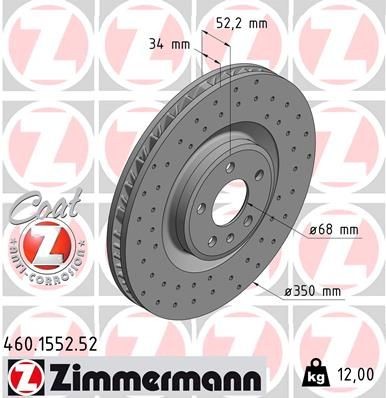ZIMMERMANN Disco freno 460.1552.52 ZIMMERMANN 460.1552.52 Disco freno PORSCHE 356 Coupe B 1600 60 CV 1961