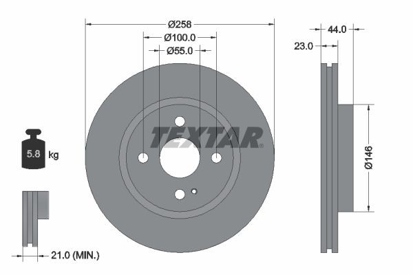 Disco de travão TEXTAR 92166803 TEXTAR PRO 92166803 Discos dianteiros e traseiros Mazda 2 2009