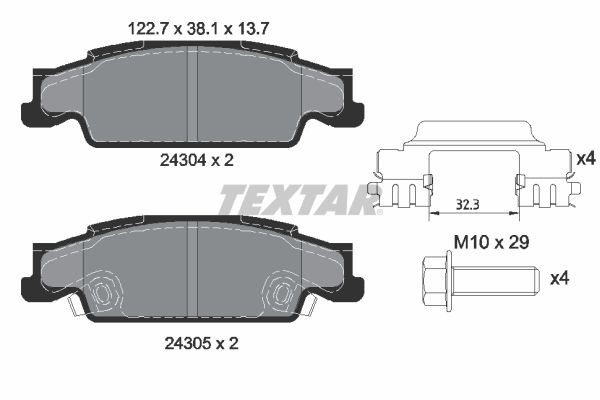 TEXTAR Bremseklodser 2430402 TEXTAR 2430402 STS Sedan Bremseklodssæt pris