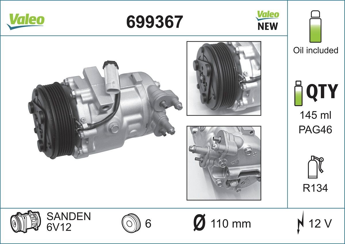 VALEO AC-kompressor 699367 VALEO 699367 AC-kompressor Suzuki Grand Vitara GT original