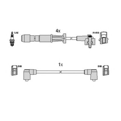 HITACHI Kit cavi candele 134339 HITACHI 134339 costo Cavi candele FORD Transit Mk4 Van (VE83) originale