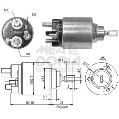MEAT & DORIA Solenoid, startmotor 46043 MEAT & DORIA 46043 Solenoid, startmotor VOLVO S40 II (MS, 544) D3 150 hk 2012