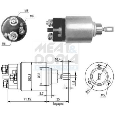 Magneettikytkin, käynnistin MEAT & DORIA 46044 MERCEDES-BENZ SPRINTER 2019 Starttimoottorin solenoidi MEAT & DORIA 46044
