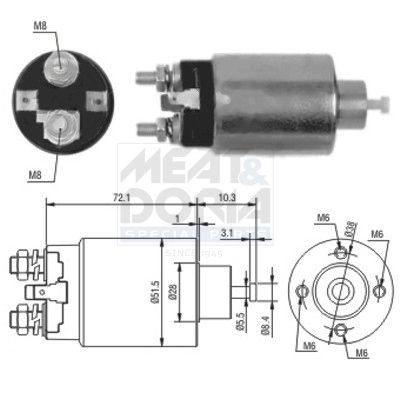 MEAT & DORIA Solenoid, startmotor 46095 Mitsubishi Space Star Solenoid startmotor MEAT & DORIA 46095