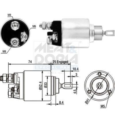 MEAT & DORIA Solenoid, startmotor 46129 MEAT & DORIA 46129 Solenoid startmotor Alfa Romeo 159 939 original