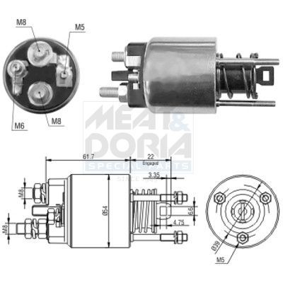 MEAT & DORIA Elettromagnete motorino avviamento 46145 MEAT & DORIA 46145 Elettromagnete motorino avviamento X1 F48 prezzo