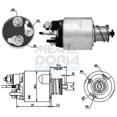Solenoid, startmotor MEAT & DORIA 46169 MEAT & DORIA 46169: Solenoid startmotor Renault MEGANE 2010