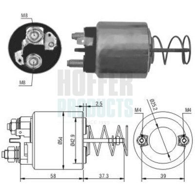 HOFFER Magneettikytkin, käynnistin 6646053 AUDI 80 startin solenoidi HOFFER 6646053