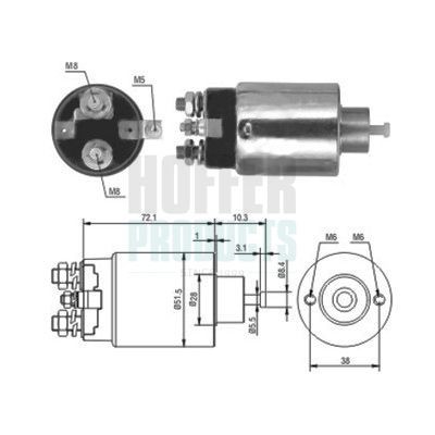 Innslag, starter HOFFER 6646093 HOFFER 6646093: Magnetbryter starter Jeep GRAND CHEROKEE 2025