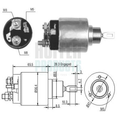 Interruptor electromagnético, motor de arranque HOFFER 6646106 HOFFER 6646106: Solenóide de motor de arranque Jeep WRANGLER 2010