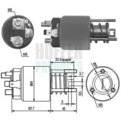 HOFFER Solenoid, startmotor 6646111 HOFFER 6646111 Solenoid, startmotor ROVER 400 Sedan (RT) 416 Si 116 hk 1997
