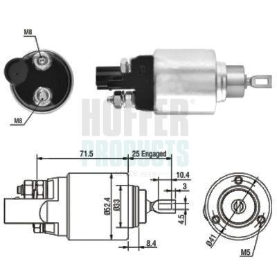 HOFFER Startrelais 6646132 HOFFER Starter solenoid SKODA 6646132