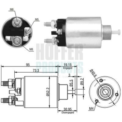 HOFFER Magnetlülitus, starter 6646133 Tõmberelee HOFFER Citroën BERLINGO 6646133