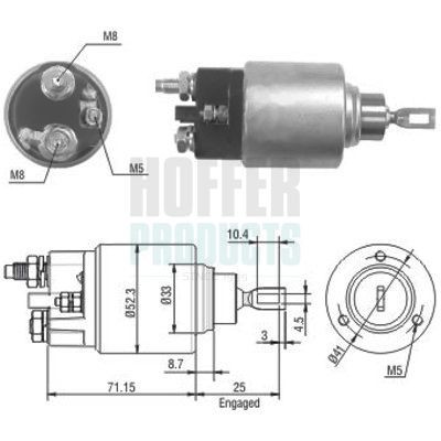 HOFFER Magnetlülitus, starter 6646153 Tõmberelee HOFFER Citroën BERLINGO 6646153