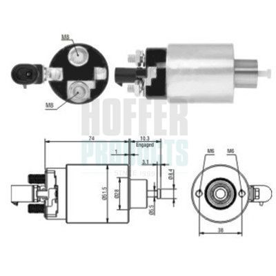Elektromagnetický spínač pre żtartér HOFFER 6646171 HOFFER 6646171: Cievka štartera Jeep WRANGLER 2008