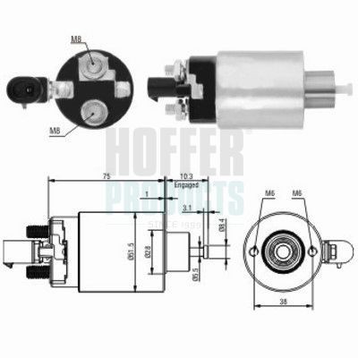 HOFFER Elettromagnete motorino avviamento 6646172 HOFFER 6646172 Elettromagnete motorino avviamento Triumph GT6 originali
