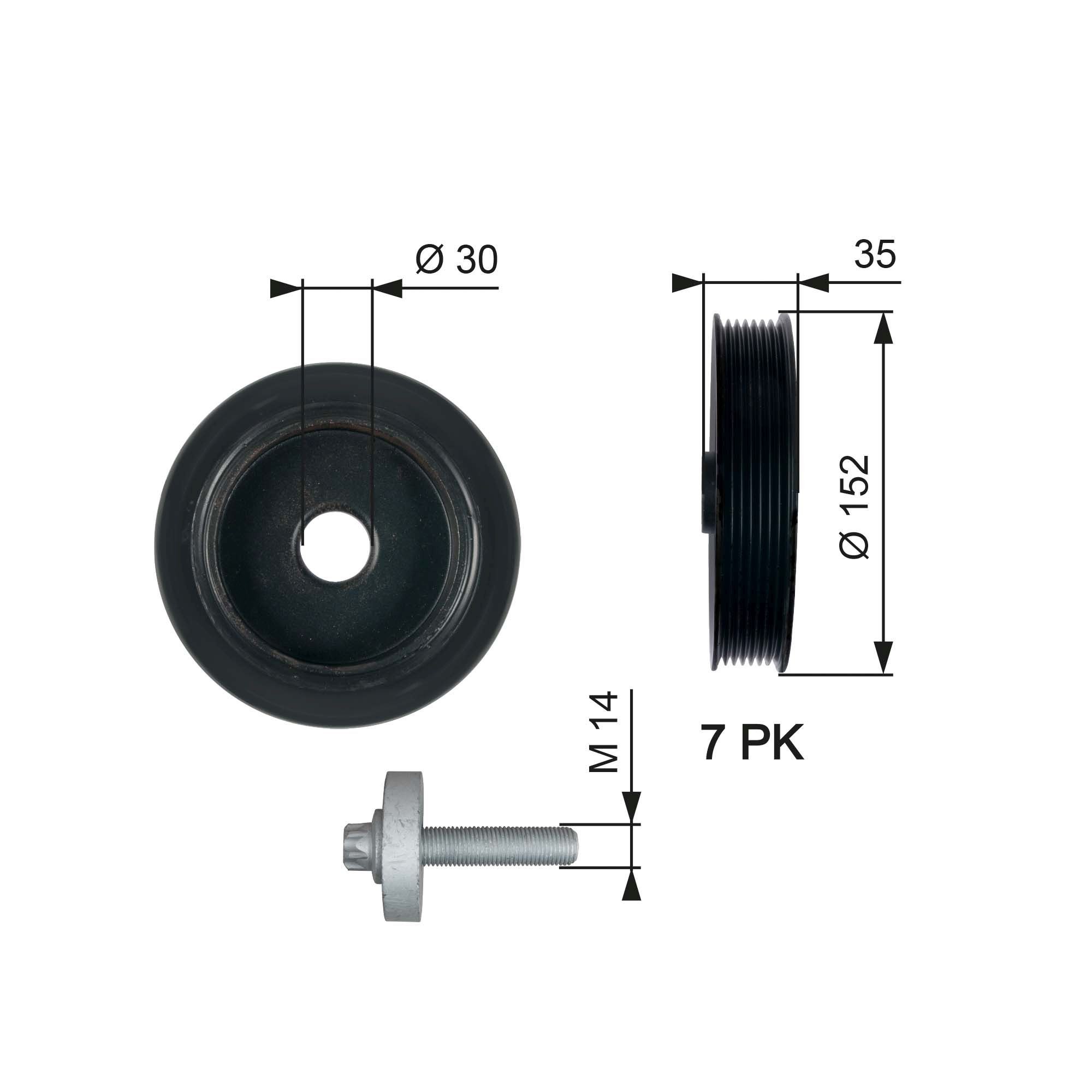 GATES Krukaspoelie TVD1127A TVD1127A DriveAlign Riemschijf voor krukas NISSAN NAVARA GATES