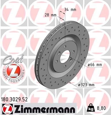 ZIMMERMANN Brake disc 180.3029.52 CITROЁN SAXO ZIMMERMANN performance brake discs 180302952