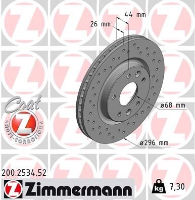 ZIMMERMANN Δισκόπλακα 200.2534.52 ZIMMERMANN 200.2534.52 Δισκόπλακες OPEL GT κόστος